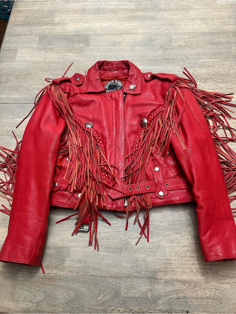 Vintage Silver Hawk Fringe Leather Jacket - Women's 90’s RARE